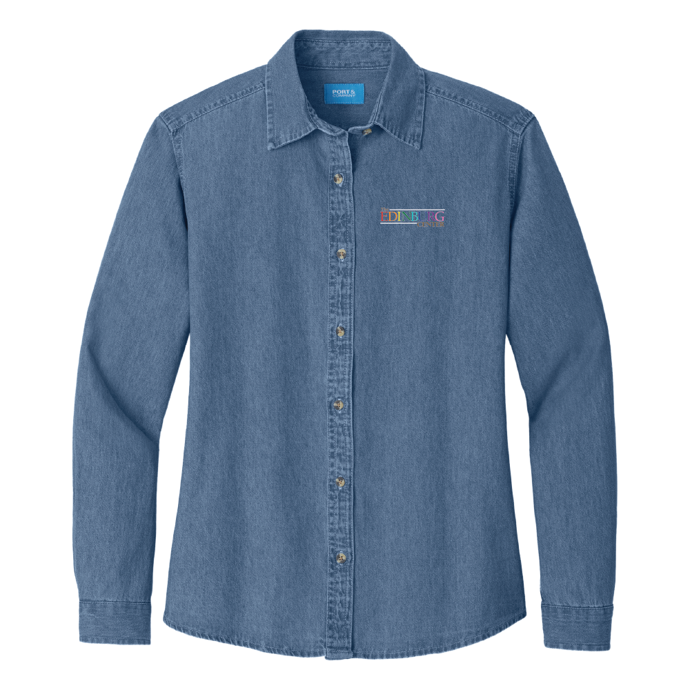 Port & Co Womens Long Sleeve Denim Shirt LSP10 PRIDE