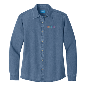 Port & Co Womens Long Sleeve Denim Shirt LSP10 PRIDE