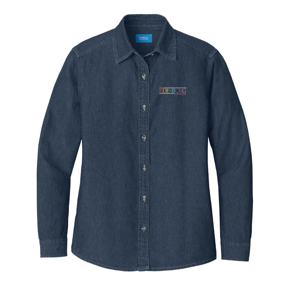 Port & Co Womens Long Sleeve Denim Shirt LSP10 PRIDE