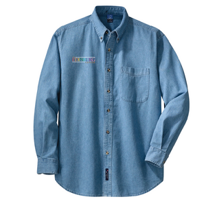 Port & Co Mens Long Sleeve Denim Shirt SP10 PRIDE